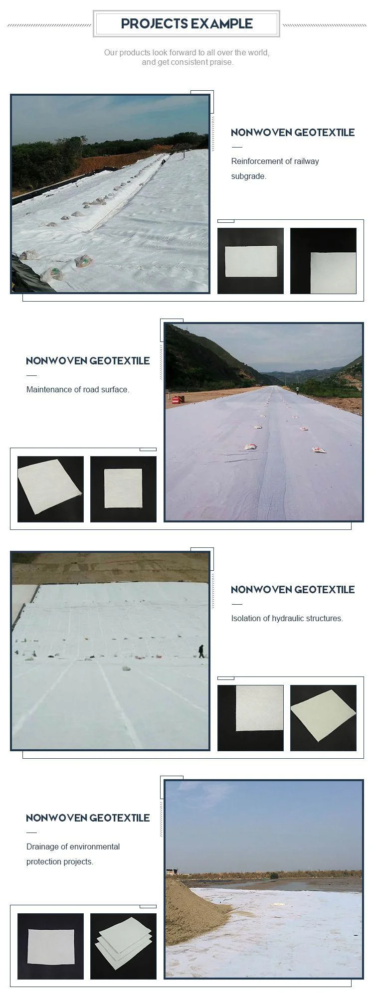 Pet Polyester Continuous Filament Needle Punched Nonwoven Geotextile Fabric for Filtration and Separation