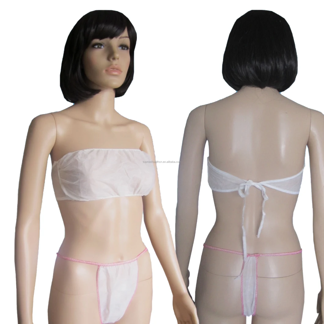 Disposable Bra for SPA Salon Top Clean Dust Proof Underwear Beauty Non Woven Underdress with Pants Bra