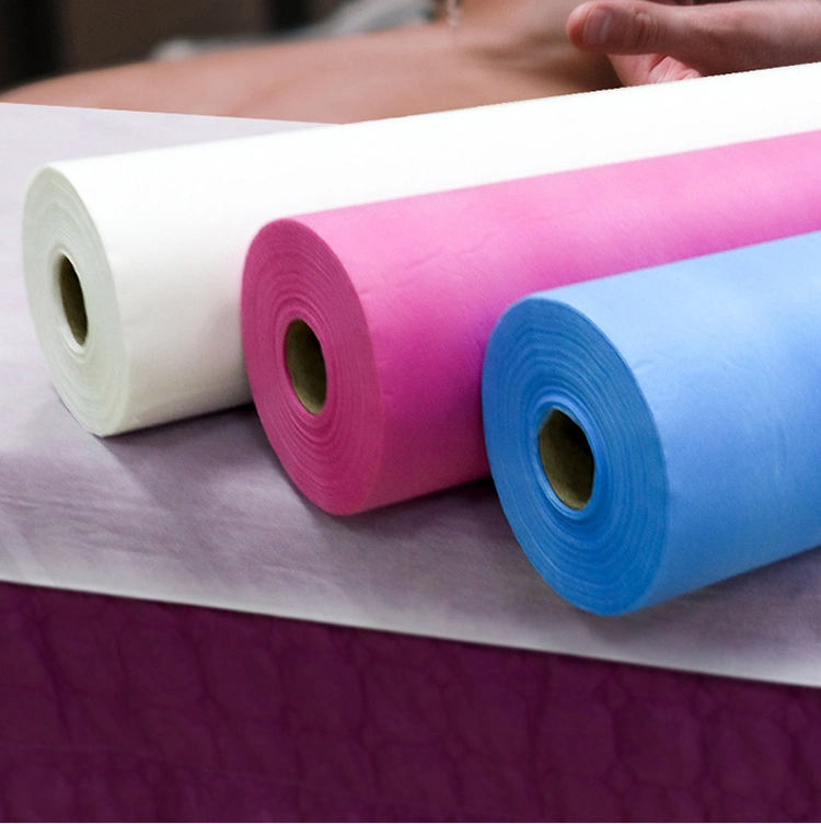 Disposable Bed Sheet Roll Pink Couch Roll Bed Sheets Disposable Non Woven 20&quot; 100m
